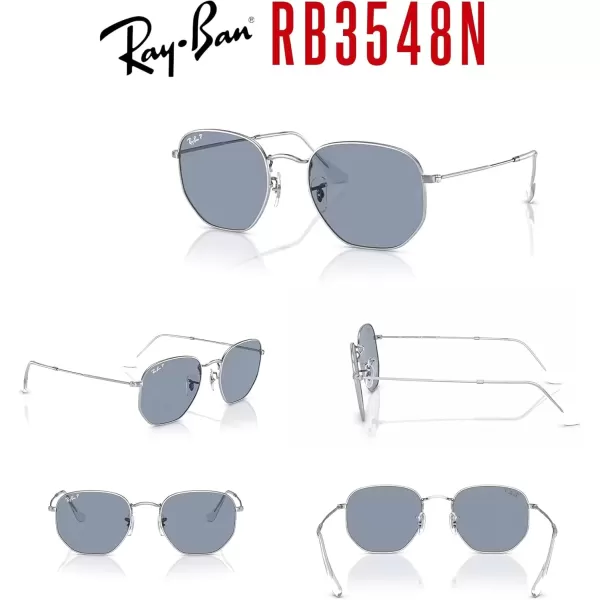 imageRayBan RB3548N Hexagonal Sunglasses For Men For Women  Bundle with Designer iWear KitSilverBlue Polarized