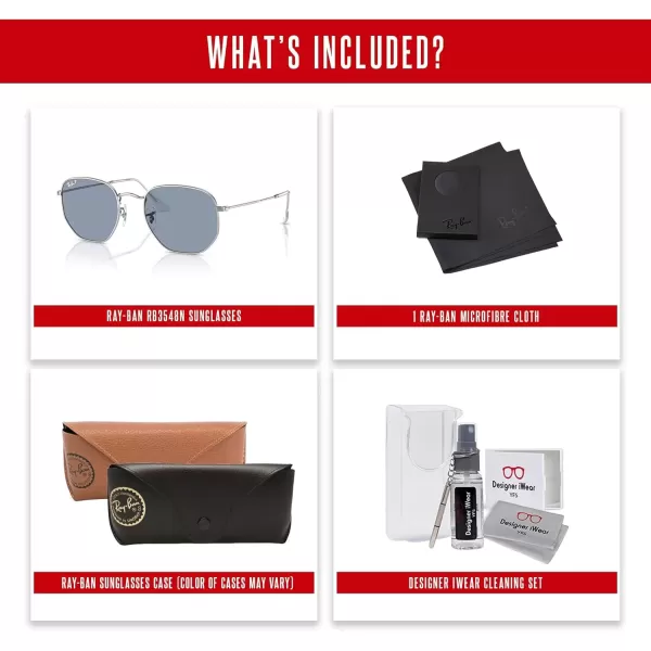 imageRayBan RB3548N Hexagonal Sunglasses For Men For Women  Bundle with Designer iWear KitSilverBlue Polarized