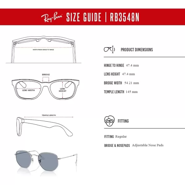 imageRayBan RB3548N Hexagonal Sunglasses For Men For Women  Bundle with Designer iWear KitSilverBlue Polarized