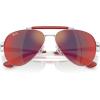 imageRayBan Rb3762m Scuderia Ferrari Collection Round SunglassesSilverDark Grey Mirrored BlueRed
