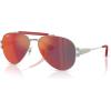 imageRayBan Rb3762m Scuderia Ferrari Collection Round SunglassesSilverDark Grey Mirrored BlueRed