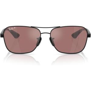 imageRayBan RB8336M Scuderia Ferrari Collection Square Sunglasses BlackPurple Mirrored Silver Polarized 58 mm