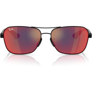 imageRayBan RB8336M Scuderia Ferrari Collection Square Sunglasses Matte BlackDark Grey Mirrored BlueRed 58 mm