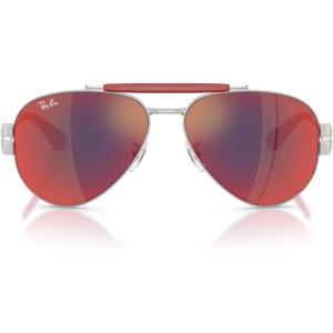 imageRayBan Rb3762m Scuderia Ferrari Collection Round SunglassesSilverDark Grey Mirrored BlueRed