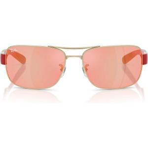 imageRayBan Rb3763m Square SunglassesSilverBrown Mirrored RedYellow