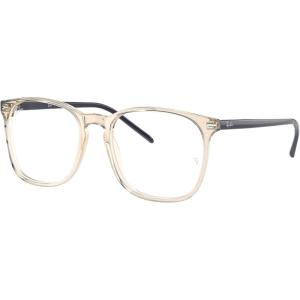 imageRayBan Rx5387f Low Bridge Fit Square Prescription Eyeglass FramesTransparent Light BrownBlueDemo Lens