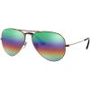 imageRayBan RB3025 Classic Mirrored Aviator SunglassesMetallic Medium BronzeLight Grey Mirrored Rainbow