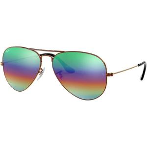imageRayBan RB3025 Classic Mirrored Aviator SunglassesMetallic Medium BronzeLight Grey Mirrored Rainbow