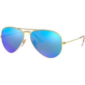 imageRayBan RB3025 Classic Polarized Aviator SunglassesMatte GoldPolarized Blue Mirror