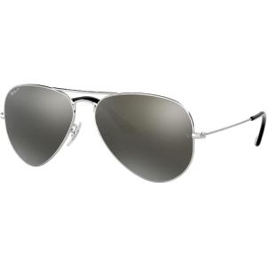 imageRayBan RB3025 Classic Polarized Aviator SunglassesSilverPolarized Grey Mirror Silver