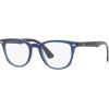 imageRayBan Junior Kids RY1601 Square Prescription Eyeglass FramesTransparent Blue on BlackDemo Lens