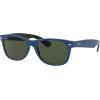 imageRayBan RB2132 New Wayfarer Square SunglassesRubber Blue on BlackG15 Green
