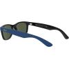 imageRayBan RB2132 New Wayfarer Square SunglassesRubber Blue on BlackG15 Green