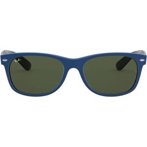 imageRayBan RB2132 New Wayfarer Square SunglassesRubber Blue on BlackG15 Green