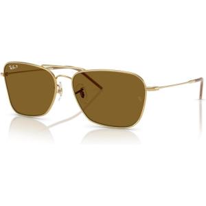 imageRayBan Rbr0102s Caravan Reverse Square SunglassesGoldPolarized Dark Brown