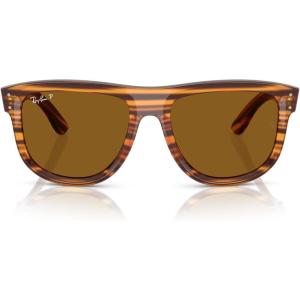 imageRayBan Rbr0501s Boyfriend Reverse Square SunglassesStriped HavanaPolarized Dark Brown