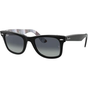 imageRayBan RB2140 Original Wayfarer SunglassesBlack on Chevron GreyBurgundyLight Grey Gradient Blue
