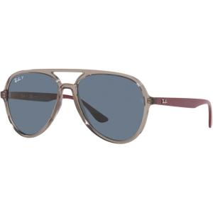 imageRayBan Rb4376 Aviator SunglassesTransparent GreyDark Blue Polarized