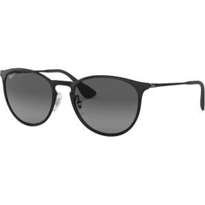 imageRayBan Womens Rb3539 Erika Metal Round SunglassesBlackPolarized Light Grey Gradient Grey