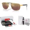 imageRayBan RB3701 Rectangle Sunglasses for Men  BUNDLE With Designer iWear Eyewear KitArista Purple Mirror Gold Chromance Grand Polarized