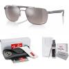 imageRayBan RB3701 Rectangle Sunglasses for Men  BUNDLE With Designer iWear Eyewear KitGunmetal Grey Mirror Chromance Polarized