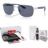 imageRayBan RB3701 Rectangle Sunglasses for Men  BUNDLE With Designer iWear Eyewear KitSilver  Dark Grey