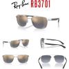 imageRayBan RB3701 Rectangle Sunglasses for Men  BUNDLE With Designer iWear Eyewear KitSilver Blue Mirror Gold Gradient Chromance Polarized