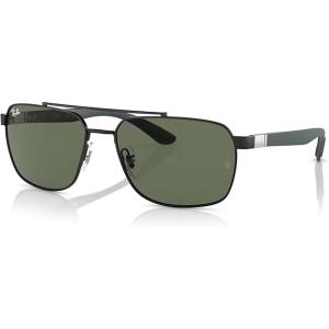 imageRayBan RB3701 Rectangle Sunglasses for Men  BUNDLE With Designer iWear Eyewear KitBlack  Dark Green