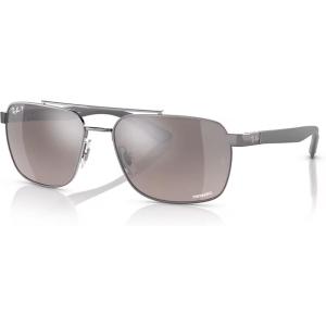 imageRayBan RB3701 Rectangle Sunglasses for Men  BUNDLE With Designer iWear Eyewear KitGunmetal Grey Mirror Chromance Polarized