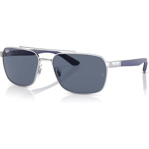 imageRayBan RB3701 Rectangle Sunglasses for Men  BUNDLE With Designer iWear Eyewear KitSilver  Dark Grey