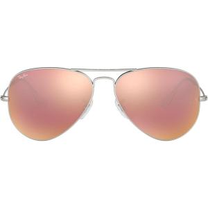 imageRayBan RB3025 Classic Aviator SunglassesMatte SilverLight Brown Mirror Pink