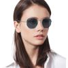 imageRayBan Unisex Rb3548n Hexagonal Flat Lens Evolve Photochromic Hexagonal SunglassesSilverPolarized Blue