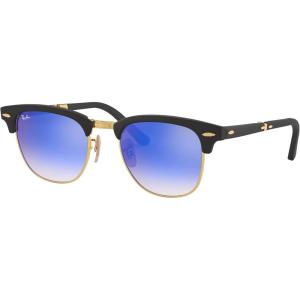 imageRayBan RB2176 Clubmaster Folding Square SunglassesMatte BlackBlue Flash Gradient