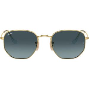 imageRayBan Unisex Rb3548n Hexagonal Flat Lens Evolve Photochromic Hexagonal SunglassesGoldBlue Gradient Grey