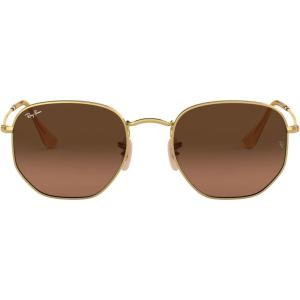 imageRayBan Unisex Rb3548n Hexagonal Flat Lens Evolve Photochromic Hexagonal SunglassesGoldBrown Gradient Grey