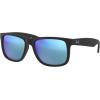 imageRayBan RB4165 Justin Rectangular SunglassesRubber BlackBlue Mirrored