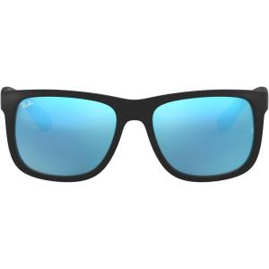 imageRayBan RB4165 Justin Rectangular SunglassesRubber BlackBlue Mirrored