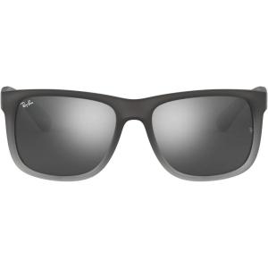 imageRayBan RB4165 Justin Rectangular SunglassesRubber Grey on Clear GreyGrey Mirror Silver Gradient