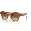 image:imageRayBan Unisex Rb2186 State Street Square SunglassesStriped BrownClear Gradient Brown