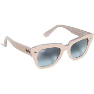 image:imageRayBan Unisex Rb2186 State Street Square SunglassesBeige on TransparentBlue Gradient Grey