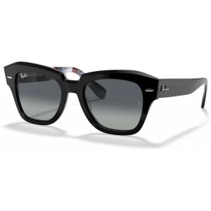 image:imageRayBan Unisex Rb2186 State Street Square SunglassesBlack on Chevron GreyBurgundyLight Grey Gradient Blue