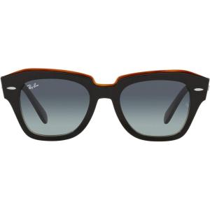 image:imageRayBan Unisex Rb2186 State Street Square SunglassesBlack on Transparent BrownGrey Vintage