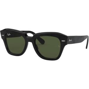 image:imageRayBan Unisex Rb2186 State Street Square SunglassesBlackG15 Green