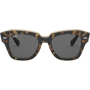 image:imageRayBan Unisex Rb2186 State Street Square SunglassesHavana on Transparent BrownDark Grey