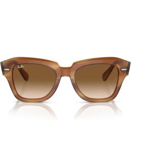 image:imageRayBan Unisex Rb2186 State Street Square SunglassesStriped BrownClear Gradient Brown