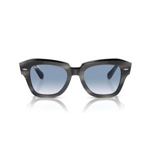 image:imageRayBan Unisex Rb2186 State Street Square SunglassesStriped GreyClear Gradient Blue