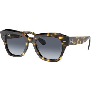 image:imageRayBan Unisex Rb2186 State Street Square SunglassesYellow HavanaLight Blue Gradient Grey