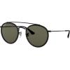 image:imageRayBan Unisex Rb3647n Double Bridge Round SunglassesBlackG15 Green Polarized