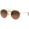 image:imageRayBan Unisex Rb3647n Double Bridge Round SunglassesGoldBrown Gradient Grey