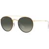 image:imageRayBan Unisex Rb3647n Double Bridge Round SunglassesLegend GoldGrey Gradient